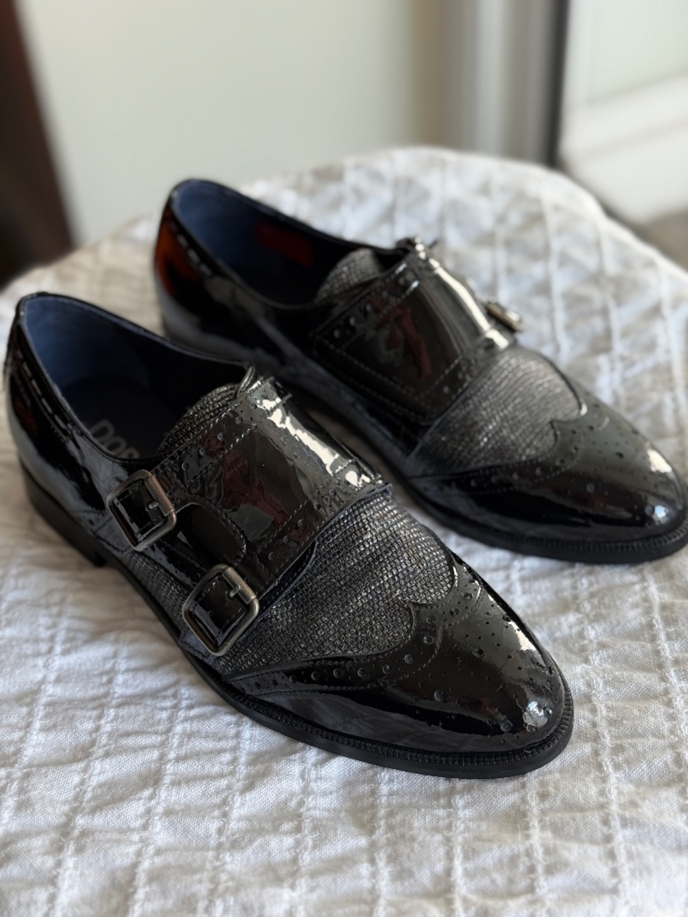 Dorking Raquel Black Patent Leather Shoes Women's Sz 36